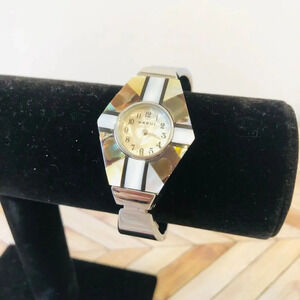 Women's Silver Tone Mother of Pearl Watch MCM Style